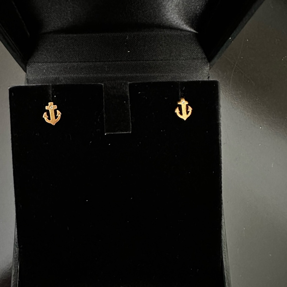Tai Antique Brass Stud Anchor Earrings